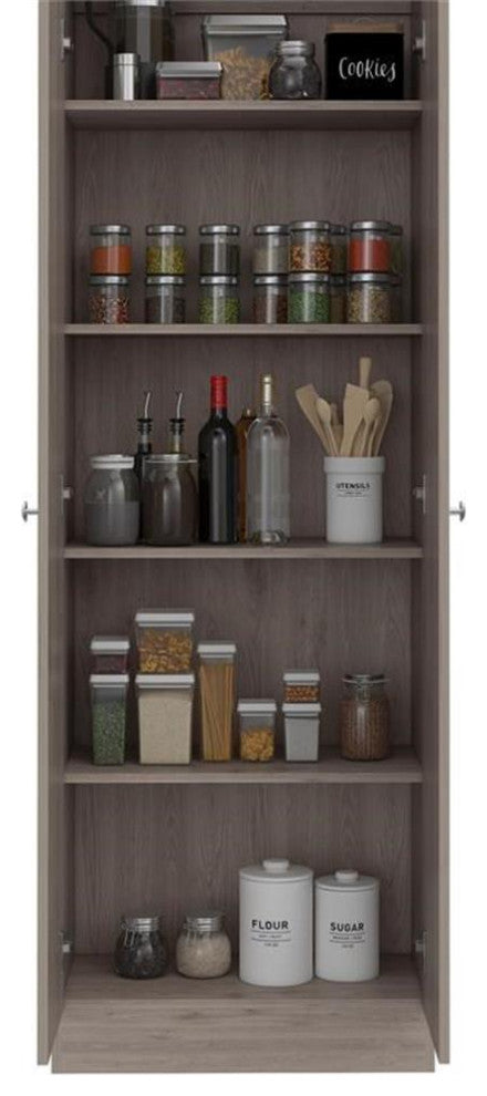 Pemberly Row 2-Door Modern Engineered Wood Multistorage Pantry Cabinet in Gray