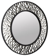 Estela 30-in Round Wall Mirror - Matte Black/French Gold