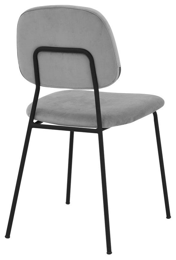 Lucy Grey Velvet and Metal Dining Room Chairs - Set of 2