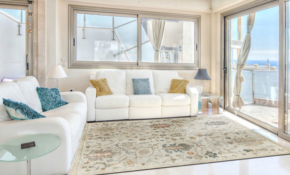 Ox Bay Vin Ira Ivory Abstract Hand-Tufted Area Rug, 9' X 12'