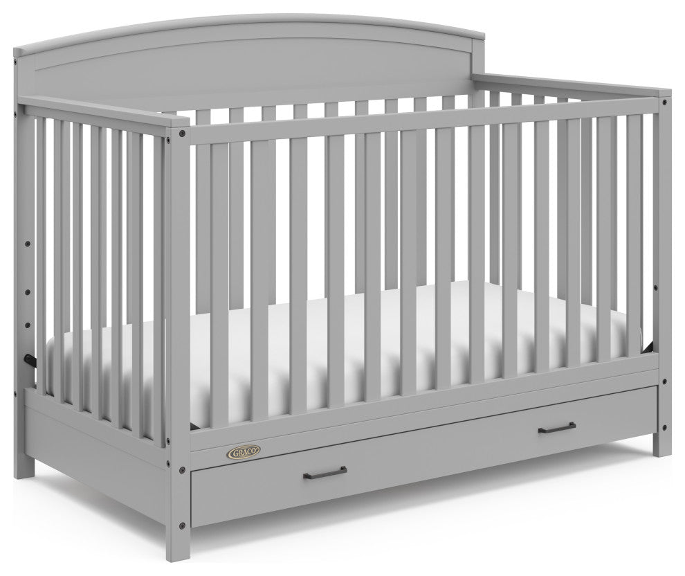 Graco Benton 5-in-1 Convertible Crib With Drawer, Pebble Gray