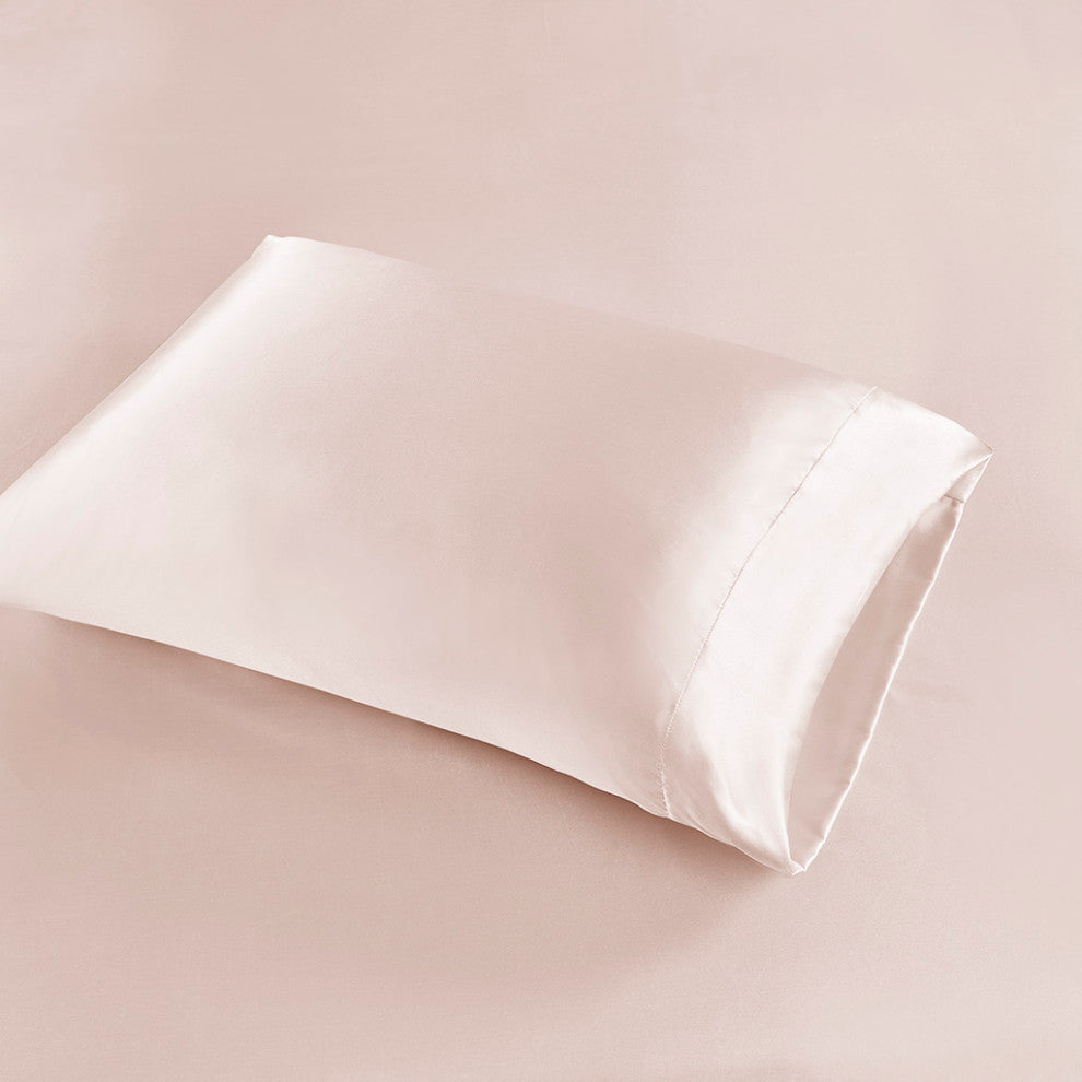 Madison Park Essentials Satin Luxury Satin 2-Piece Pillowcase Set, Blush Pink