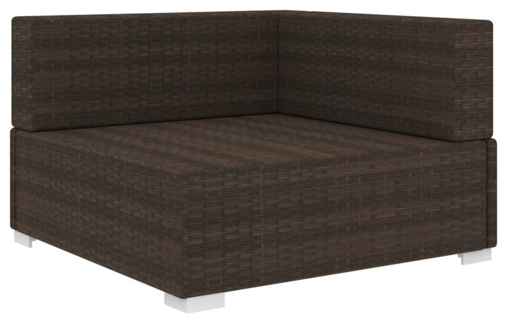 vidaXL Sectional Corner Chair with Cushions Poly Rattan Brown
