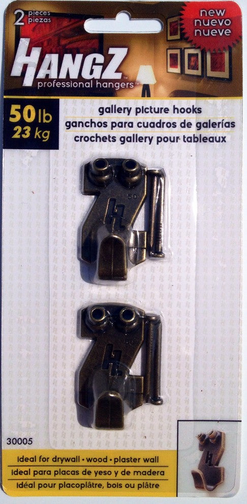 HangZ Gallery 50lb. Picture Hooks, 50-Pack