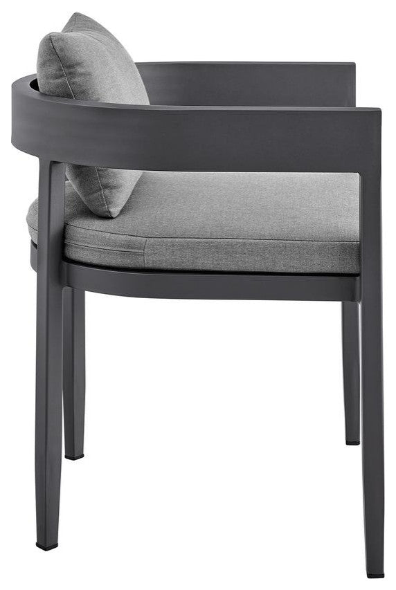 Argiope Outdoor Patio Dining Chairs in Aluminum with Grey Cushions - Set of 2