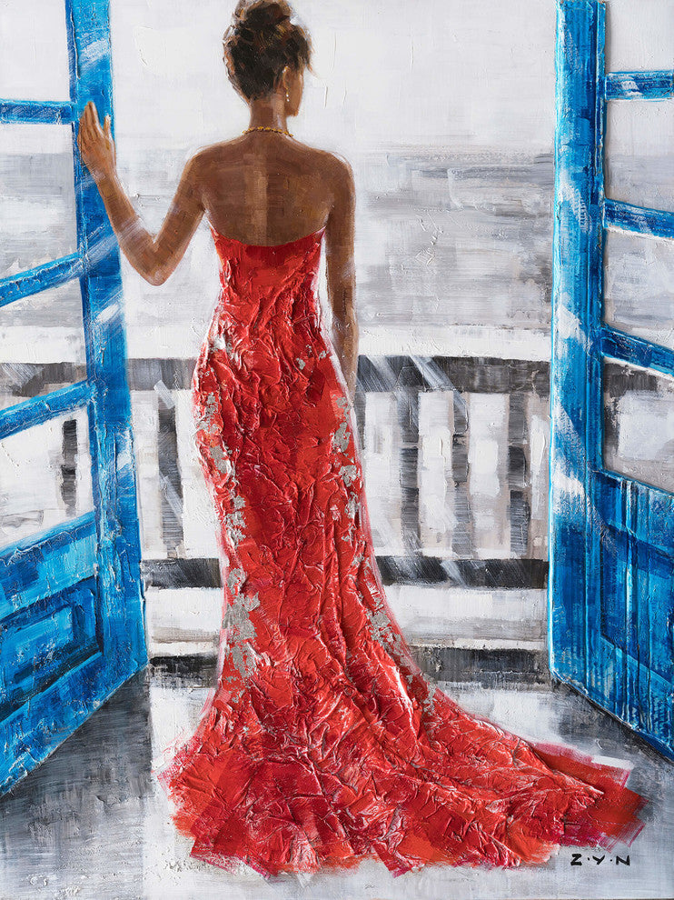 "Looking into the Night" Hand Painted Canvas Art, 36"x48"