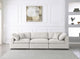 Serene Linen Textured Fabric Deluxe Comfort 3-Piece Modular Sofa, Cream