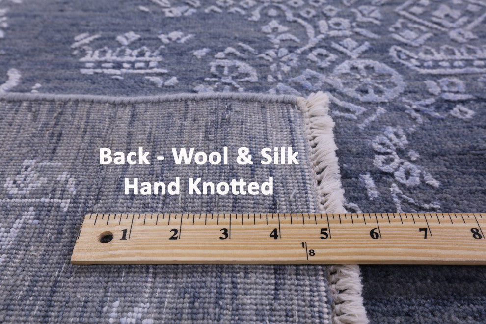 9' 1" X 12' 2" Wool and Silk Modern Hand-Knotted Rug Q8459