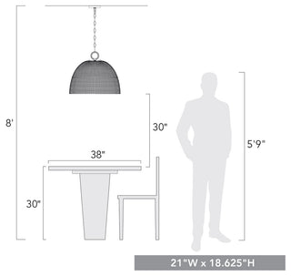 Golden Lighting 1081-5P Rue 5 Light 21"W Pendant - Matte Black / Woven Sweet