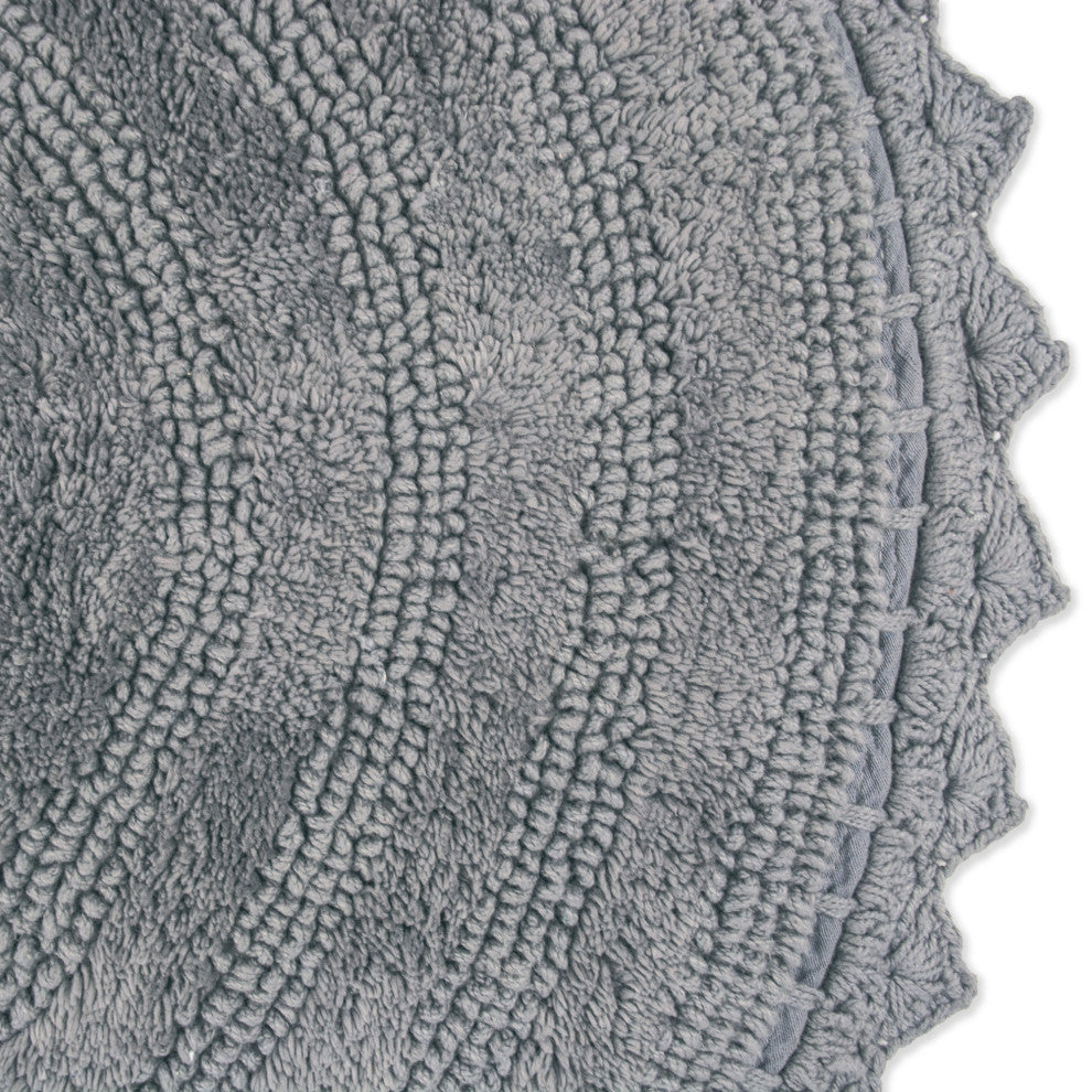Gray Round Crochet Bath Mat