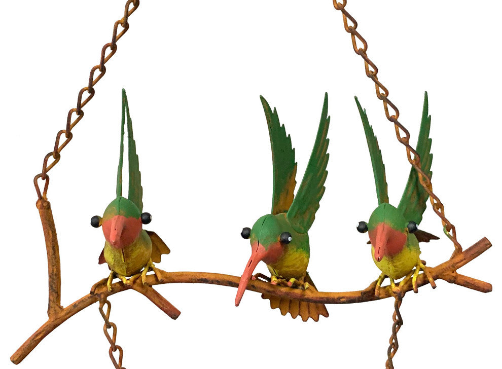 Metal Rustic Hanging Hummingbird Welcome Sign