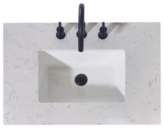Merano Engineered Stone Vanity Top, Aosta White Apron With White Sink, 30"