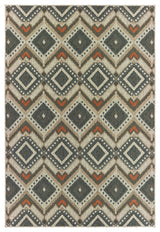 Oriental Weavers Latitude Grey/ Orange Geometric Indoor/Outdoor Rug 7'10"X10'
