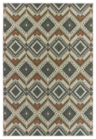 Oriental Weavers Latitude Grey/ Orange Geometric Indoor/Outdoor Rug 7'10"X10'