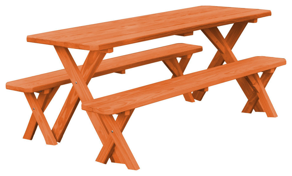 Pressure Treated Pine Cross Leg Picnic Table with Benches