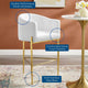 Tufted Bar Stool Chair Barstool, Set of 2, Velvet, Metal, White, Modern, Bar Pub