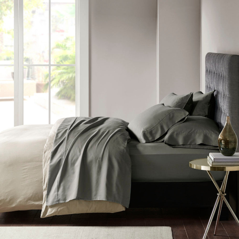 Madison Park 800 Thread Count Cotton-Blend Sateen 6-Piece Sheet Set, Grey