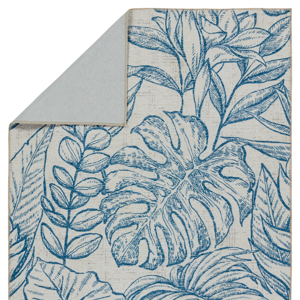 Vibe Tropic Indoor/Outdoor Floral Navy/Taupe Area Rug 5'X8'