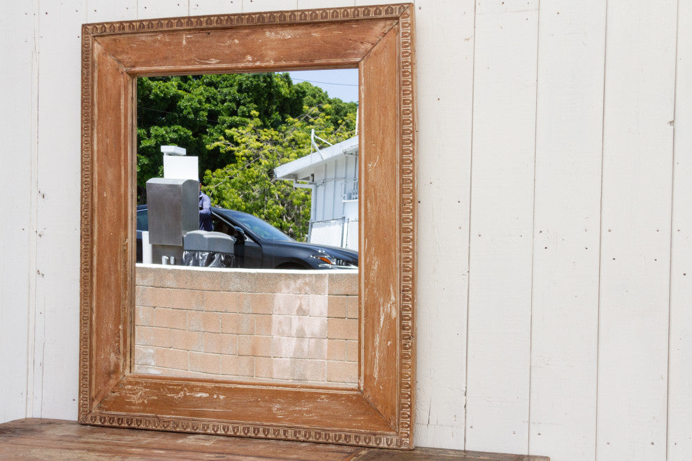 Tall Carved Rustic Mirror Frame