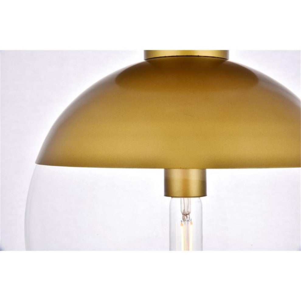 Living District Eclipse 1-Light Metal & Glass Flush Mount in Brass/Clear