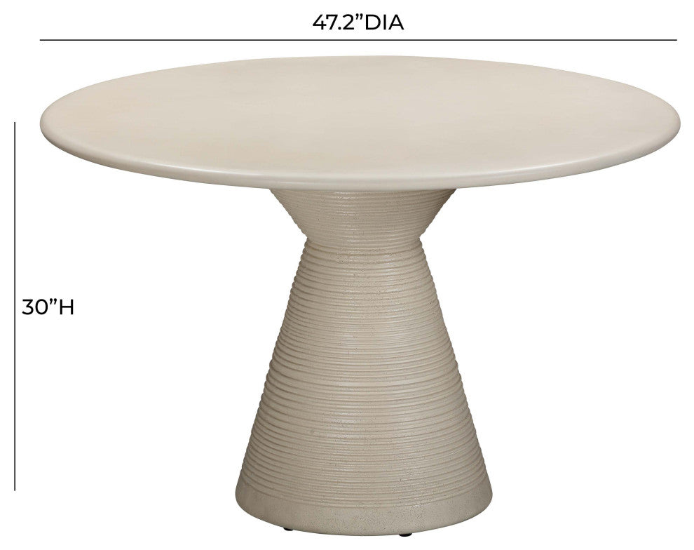 Fern Beige Textured Faux Plaster Concrete Indoor/Outdoor Round Dining Table