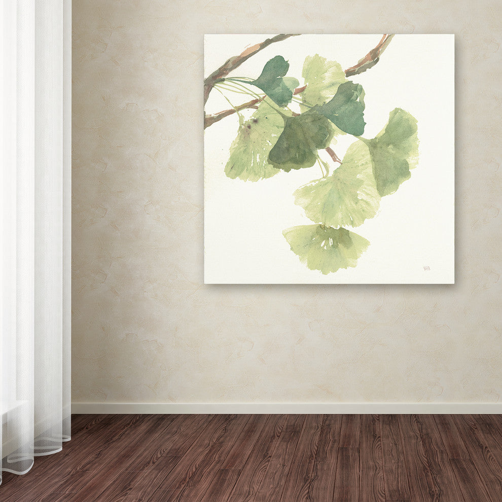 Chris Paschke 'Gingko Leaves I Light' Canvas Art, 18"x18"