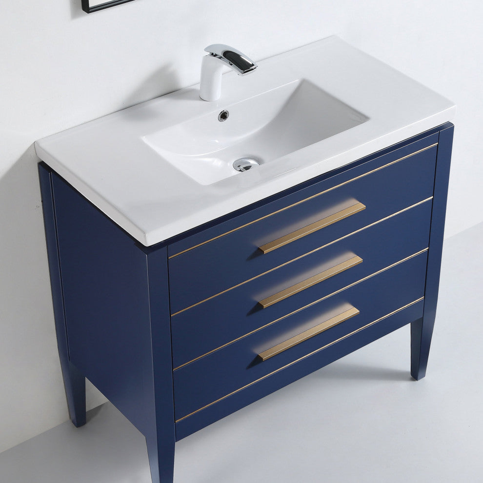Dowell 18" FTB White Ceramic Single Bathroom Vanity Basin, 36wx18dx7h