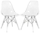 LeisureMod Dover Molded Side Chair With Acrylic Base, Set of 2