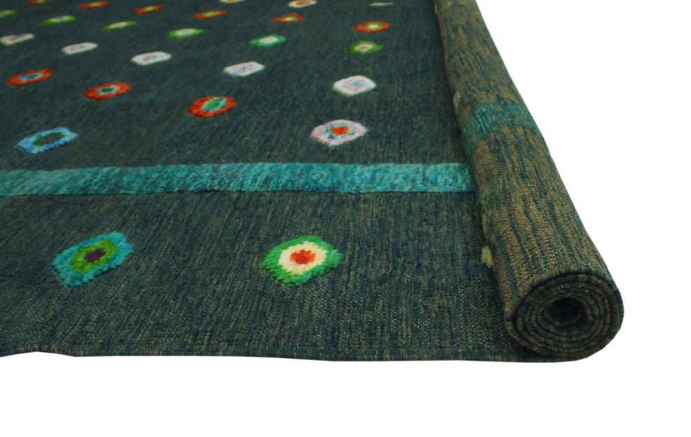 High-Low Kilim Golbahar Blue-Grey Rug