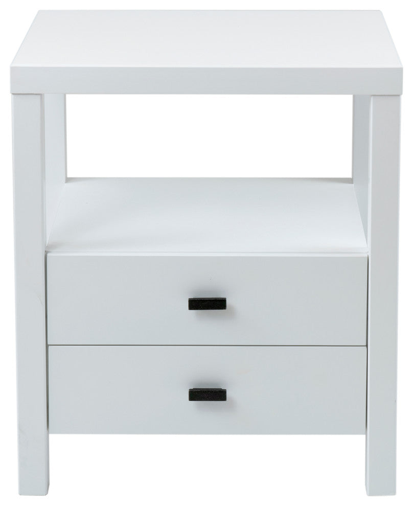 East at Main Westwood Brown Acacia Wood Square Accent Table, White