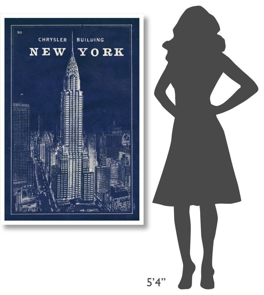 "Blueprint Map New York Chrysler Building" Paper Print by Sue Schlabach, 34"x50"
