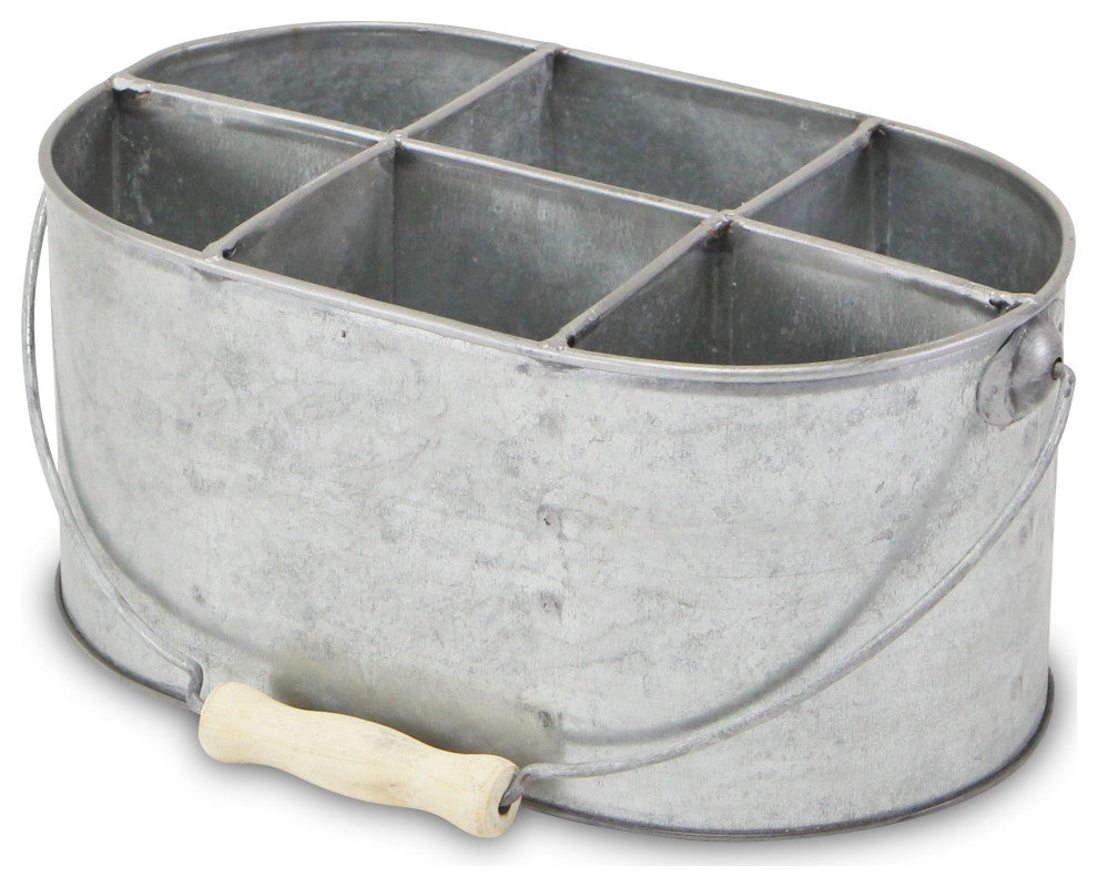 Six Slot Galvanized Metal Utensil Holder