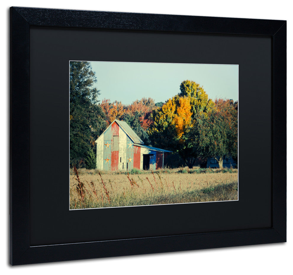 PIPA Fine Art 'Patriotic Barn in Field' Matted Framed Art, 20x16