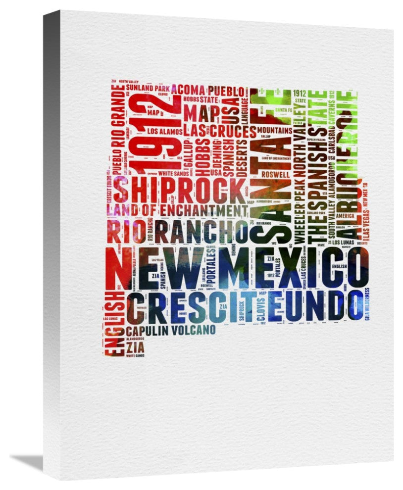 "New Mexico Watercolor Word Cloud" Fine Art Print