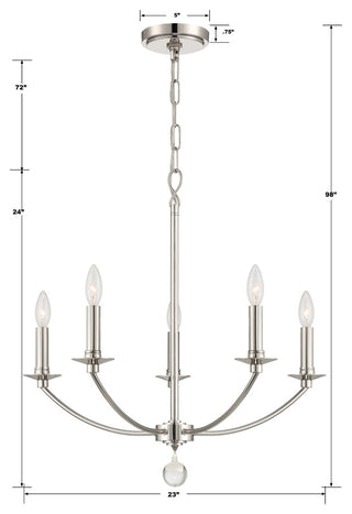 Mila 5-Light Chandelier, Polished Nickel