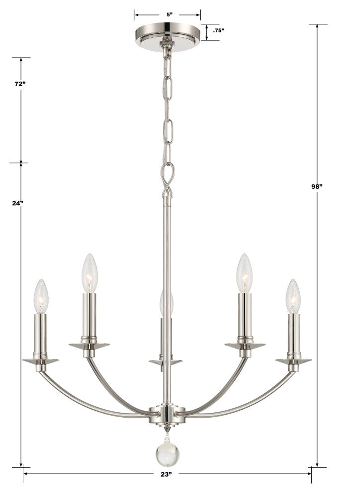 Mila 5-Light Chandelier, Polished Nickel