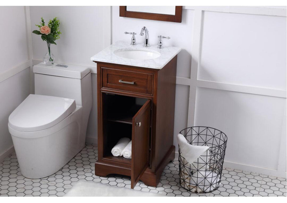 19" Single Bathroom Vanity Set, Teak