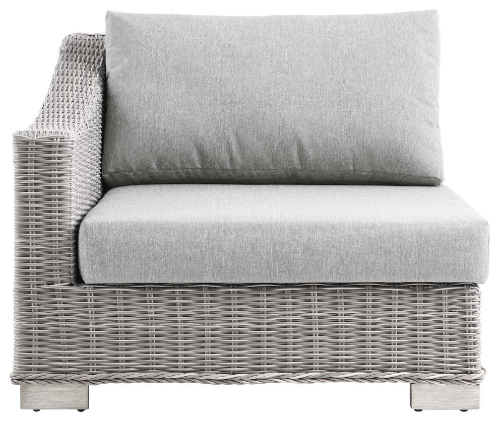 Conway Outdoor Patio Wicker Rattan Left-Arm Chair Light Gray Gray