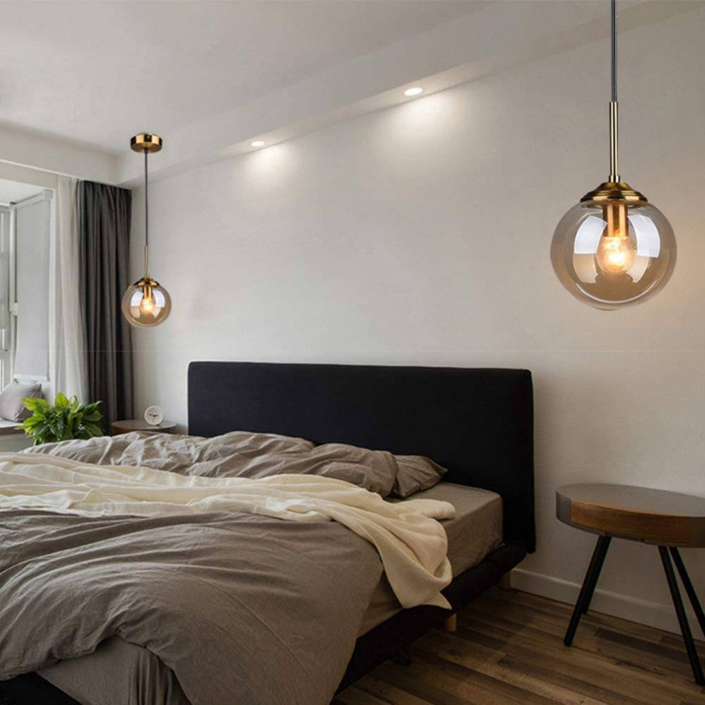 MIRODEMIÂ® Chexbres | Pendant Light in the Shape of Glass Balls, Amber Glass, Warm Light