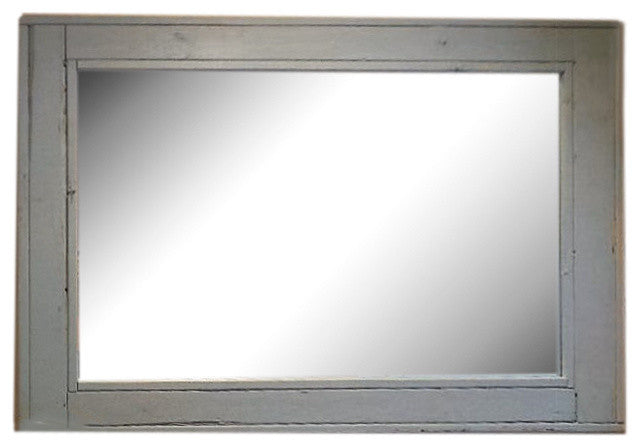 Herringbone Vanity Mirror, Light French Gray, 42"x30", Horizontal