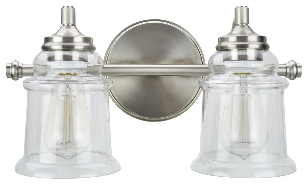 62082, 2-Light Metal Bathroom Vanity Wall Light Fixture, Brushed Nickel