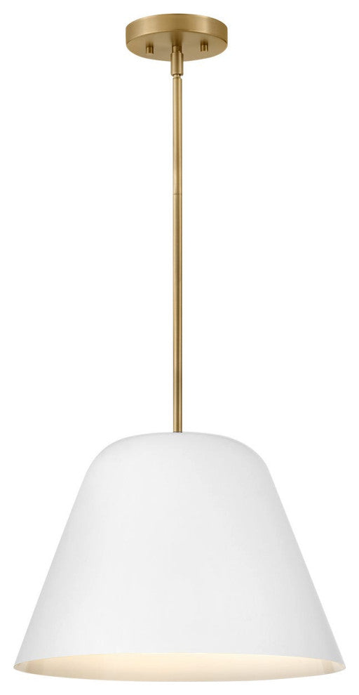 Lark Madi 16" Medium Pendant Light, Matte White + Lacquered Brass
