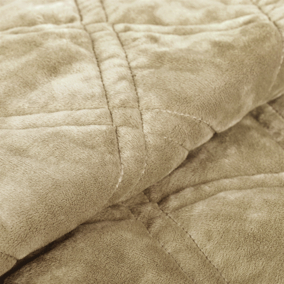 Supersoft Microplush Quilted 4-Piece Bed Spread Set, Taupe, Queen
