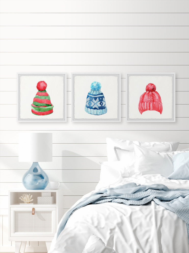 Winter Hats Triptych, 3-Piece Set, 32x32