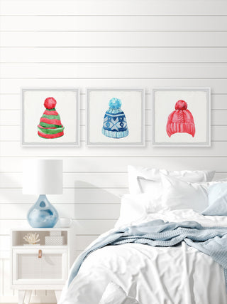 Winter Hats Triptych, 3-Piece Set, 32x32