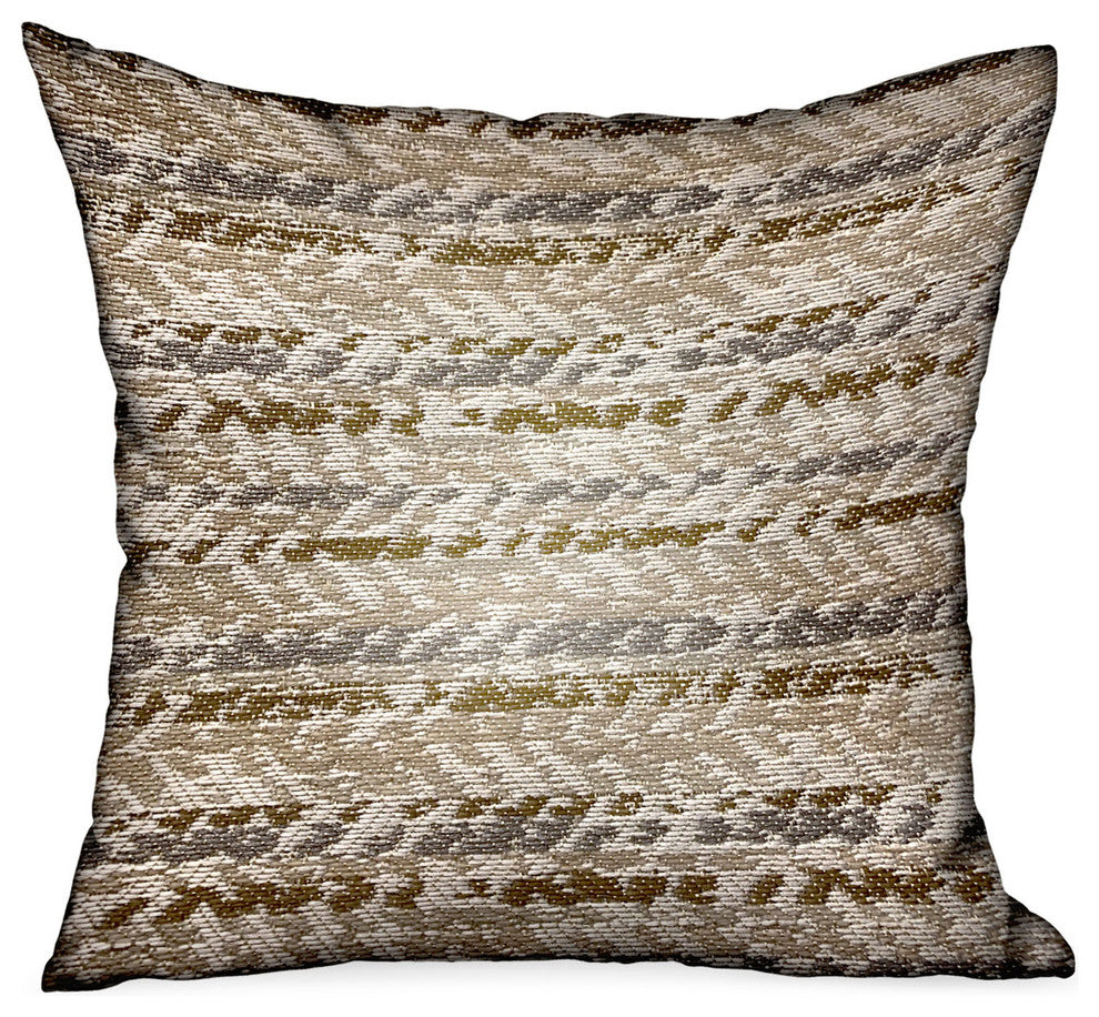 Plutus Antique Zane Brown Dobby Luxury Outdoor/Indoor Throw Pillow, 12"x20"