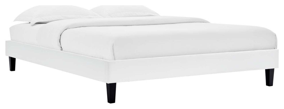 Reign Twin Performance Velvet Platform Bed Frame-White
