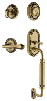 Rope Plate C Grip Entry Set Fleur Lever, Antique Brass, 2-3/4", Left