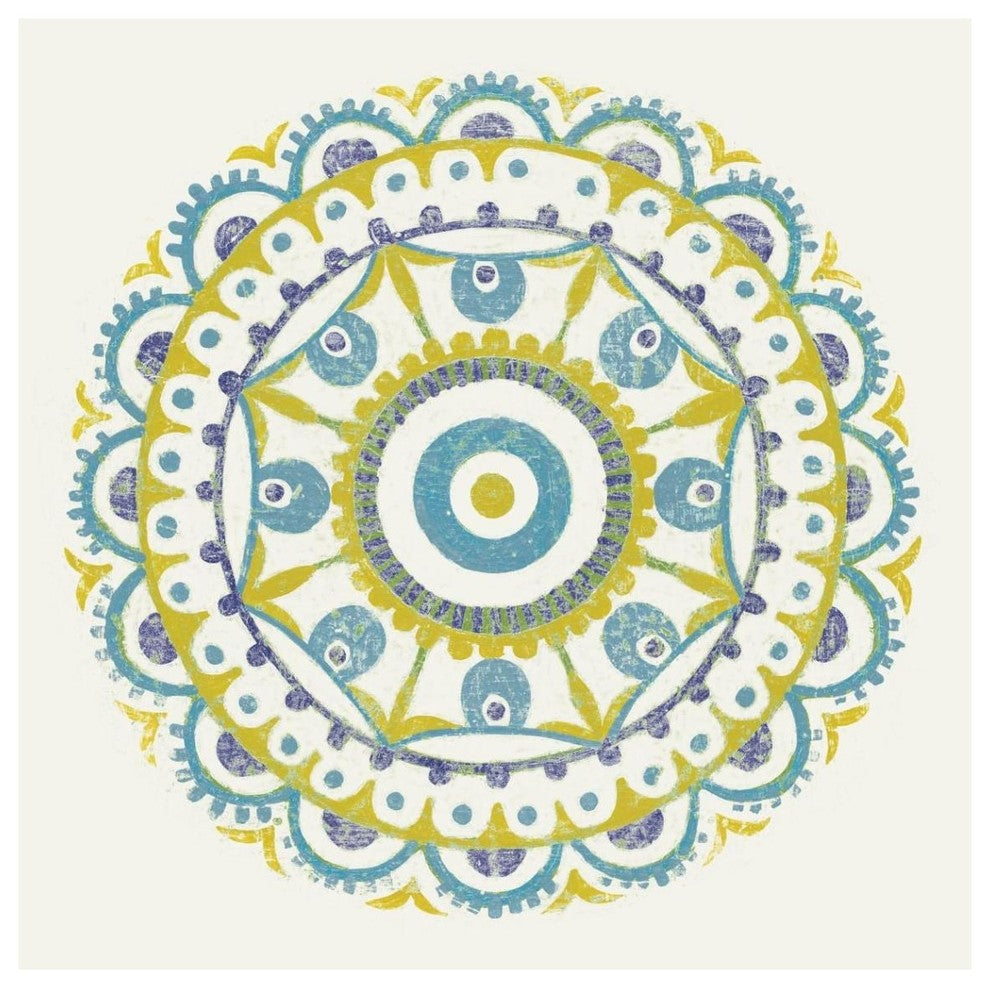 "Lakai Circle VI Blue and Yellow" Paper Print by Kathrine Lovell, 42"x42"