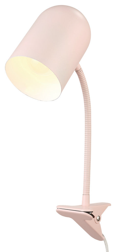 Matte Pink Clip-Arm Desk Lamp, Adjustable Arm